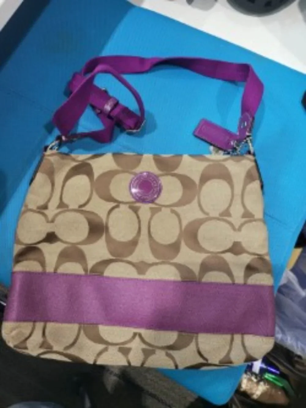 Coach Signature Stripe File Crossbody Bag (Style # F19220)